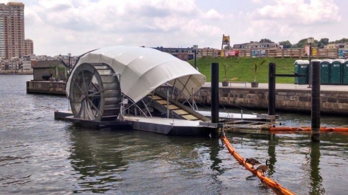 The Inner Harbor Water Wheel Harnessing the power of current and sun to help keep the Baltimore Harbor clean / Ocean Great Ideas